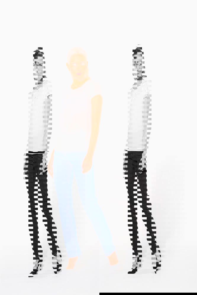 K5002 - Damesblouse in crêpe met korte mouwen