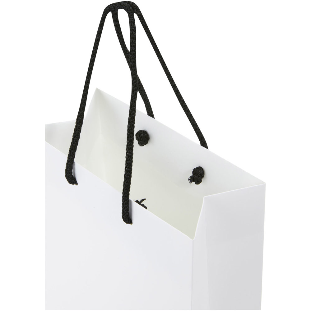 Handgemaakte 170 g/m2 integra papieren tas met PP woven handgrepen - 18 x 9 x 23 cm