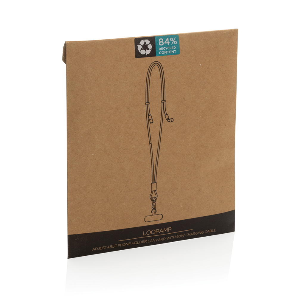LoopAmp RCS rPET verstelbaar telefoonkoord met 60W kabel