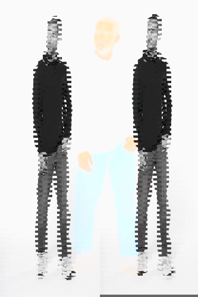 K280 - Heren polo van piquétricot met lange mouwen