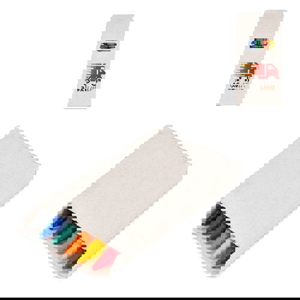 6 krijtjes in gerecyclede melkpakkenverpakking