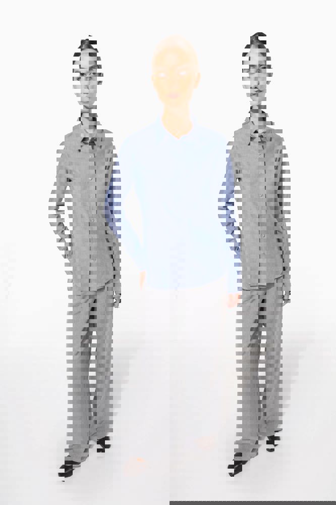 K534C - Dames Oxford blouse lange mouwen