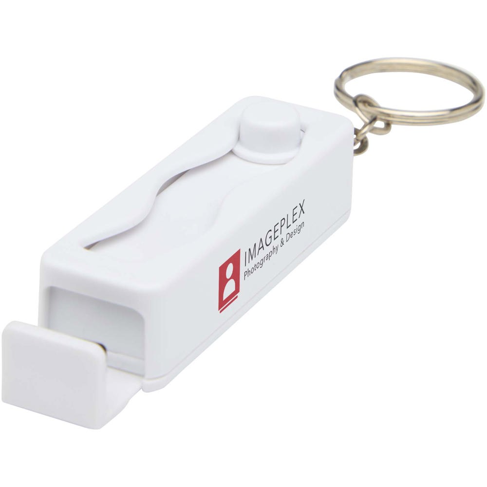 Aggia telefoonstandaard van gerecycled plastic met fidgetspeeltje