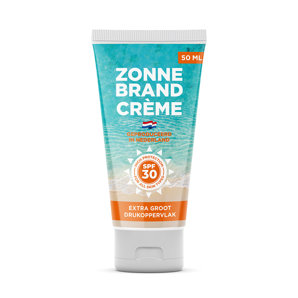 Zonnebrandcrème SPF 30 – 50 ml full color bedrukte tube