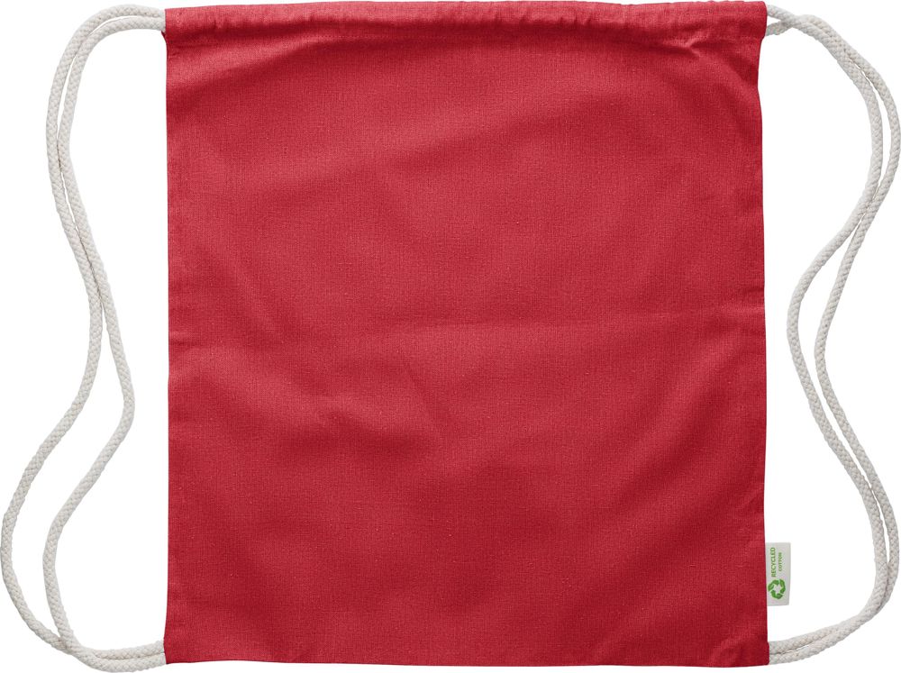 Gerecyclede katoenen (120 gr/m2) trekkoordtas Joy - Rood